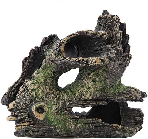 Aquarium Tree Trunk, Hollow Landscape Stump Wood House Resin Ornament Hideout Caves Rocks Decor Fish Tank Hole Stone Decoration Accessories Betta Cichlid Turtles Small Lizards Reptiles Amphibians in Saudi Arabia