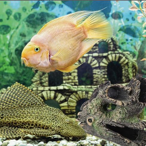 Aquarium Tree Trunk, Hollow Landscape Stump Wood House Resin Ornament Hideout Caves Rocks Decor Fish Tank Hole Stone Decoration Accessories Betta Cichlid Turtles Small Lizards Reptiles Amphibians in Saudi Arabia