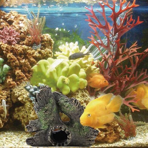 Aquarium Tree Trunk, Hollow Landscape Stump Wood House Resin Ornament Hideout Caves Rocks Decor Fish Tank Hole Stone Decoration Accessories Betta Cichlid Turtles Small Lizards Reptiles Amphibians in Saudi Arabia