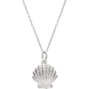 Sterling Silver Scallop Seashell Pendant Necklace, 18"