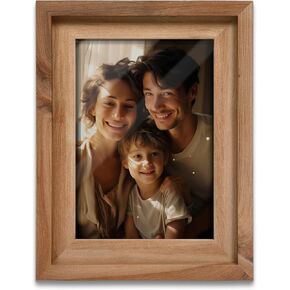 5x7 Picture Frame, Rustic Wood Picture Frames for Wall, 5 x 7 Photo Frame Tabletop Display, Gift for Family Mom Dad Grandma Friends, Brown