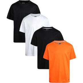 RBX Boys' Active T-Shirts - 4 Pack Athletic Performance Short Sleeve Sports Tees (8-20)