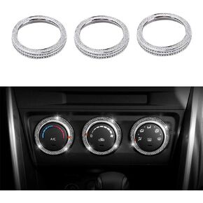 LECART for Mazda CX-3 Accessories CX-5 MX-5 Miata Bling AC Knob Covers Crystal Air Conditioning Tune Knob Caps Cute Metal Decor Trims 3 Pack