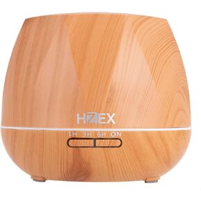 Aromatherapy Diffuser, Essential Oil Humidifier with Remote and 7 LED Lights, 500ml Water Tank, Whisper-Quiet for Bedroom, Office, Baby Room, Octagon Wood Grain 1 Essential Oil Included