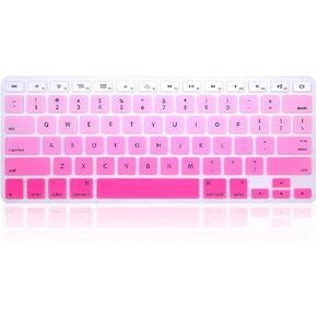 English Silicone Keyboard Cover Skin Old US Version Universal for MacBook Air 13/15 Inch A1466 A1369 A1278 A1286 A1502 A1425 A1398, without Retina Display, Gradient Pink