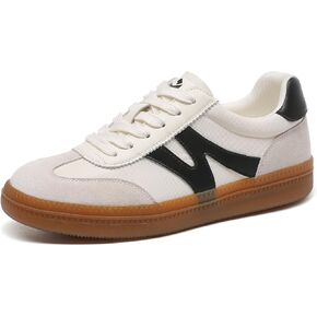 Womens Shoes Casual Sneakers: Breathable Non-Slip Tennis Walking Shoes Microfiber Leather Suede Fabric 3 in 1 Upper Flats Fashion Sneakers