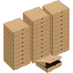 uxcell Pizza Box, 10pcs 6x6 Inches - Cowhide Paper Mini Pizza Boxes, Square Corrugated Storage Container for Cake Cookies Pizza Party (Brown)