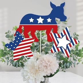 Big Dot of Happiness Democrat Election - Democratic Political Party Centerpiece Sticks - Table Toppers - Set of 15