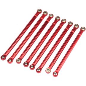 Dilwe RC Car Chassis Link Rod, 8 Pcs Aluminum Alloy Chassis Link Rod for SCX10 1/10 Scale 313mm Wheelbase RC Crawler Car(Red)