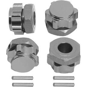4PCS Vgoohobby M17 17mm Aluminum Capped Wheel Hex Hubs Adapter Anti-Dust Cover Nuts Compatible with HPI HSP Traxxas Himoto Axial Kyosho Redcat Tamiya 1/8 RC Car,Titanium