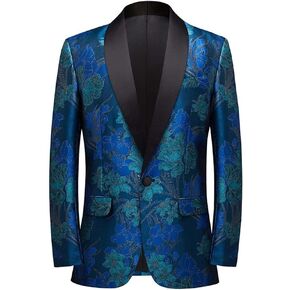 CARFFIV Men's Vintage Jacquard Blazer Blazer Blazer Prom, Banquet, Dinner, Wedding, Prom, Party