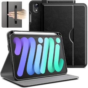 JETech Case for iPad Mini 6 (8.3-Inch, 2021 Model, 6th Generation), PU Leather Business Folio Protective Tablet Cover with Pencil Holder & Pocket, Multi-Angle Viewing (Black)
