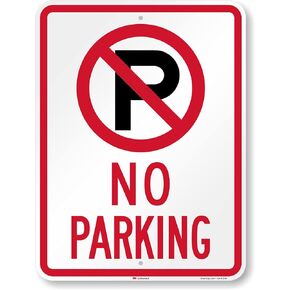 SmartSign 10 x 7 inch “No Parking" Metal Sign with Pre-Cleared Holes, 40 mil Laminated Rustproof Aluminum, Red, Black and White, Made in USA