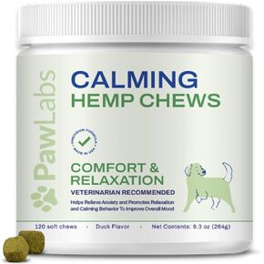Calming Hemp Chews for Dogs - Relieve Anxiety & Promote Calming Behavior for Dogs - Organic Hemp Seed Oil & Protein Powder, Chamomile, Valerian Root - Duck Flavor - 120 Count (Duck)