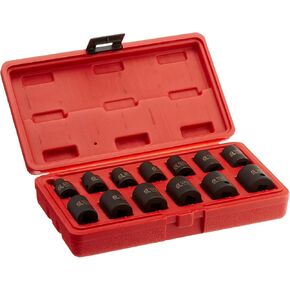 SUNEX TOOLS 3675 3/8-Inch Drive Standard Metric 12 Point Impact Socket Set, 13-Piece