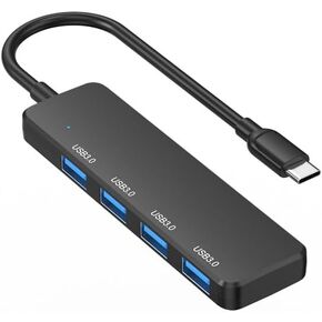 USB C Hub - 4 USB 3.0 Ports Expansion, Fast Data Transfer (5Gbps), Plug & Play - Compatible with Laptops, Desktops, Mac, PC