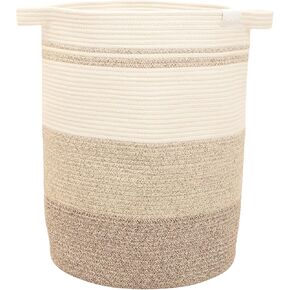 Round Cotton Rope Woven Baskets - Laundry, Toys, Blanket, Storage Basket D16"XH22"