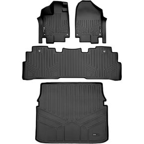 SMARTLINER Custom Fit Floor Mats 2 Rows and Cargo Liner Behind 3rd Row Set Black Compatible with 2018-2022 Honda Odyssey