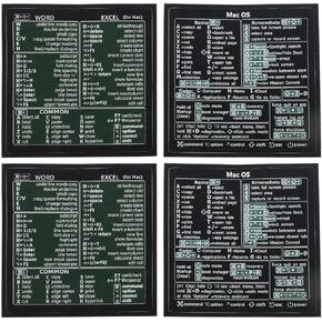 SING F LTD 2 Sets Quick Reference Keyboard Shortcut Stickers M-a-c OS (M/Intel) & Word/Excel (for M-a-c) Waterproof Vinyl Decals for Laptop Computer Desktop Keyboards