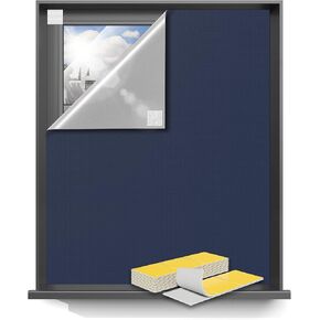50"x57" Portable Blackout Curtains, Blinds for Windows with Hook & Loop Tapes, 100% Blackout Shades, Window Curtains Easy to Cut Fit for Bedroom, Baby Room and TV Room (Blue)