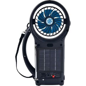 Supersonic SC-1073ERF Solar Power Bluetooth Speaker with FM Radio, LED Torch Light and Fan USB/SD Input, FM Radio, 3 Wind Speed, for Picnic, Barbecue, Camping, Hurricane Emergency