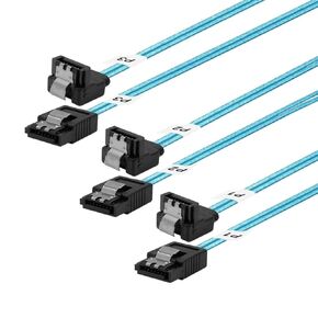 SATA III Cable1M,3 Pack Long-SATA 90-Degree Cable SATA Right-Angle Cable Thin-SATA Cable 3.3Ft SATA to Angled-SATA Data Cable,Flexible SATA Cable for Hard Drive,Sever,SSD HDD