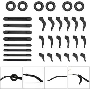 16 Pairs Eyeglasses Ear Grip Ear Hooks, Anti-Slip Holder Eyeglasses Stoppers Temple Tips Sleeve Retainer Eyewear Retainers Spectacle Stay For Eyeglasses, Sunglasses, Reading Glasses (Black)