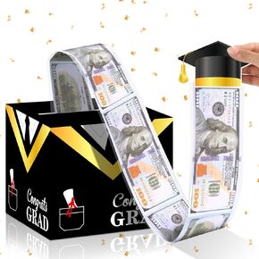 RUMIA Congrats Grad Graduation Money Box for Cash Gift Pull, Class of 2024 Graduate Money Pull Out Gift Box for Cash Surprise Graduation Gifts for College High School Graduation Party Supplies
