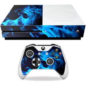 MightySkins Skin Compatible with Microsoft Xbox One S - Blue Flames | Protective, Durable, and Unique Vinyl Decal wrap Cover | Easy to Apply, Remove, and Change Styles | Made in The USA