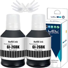LCL GI-26 GI26 Black Ink Bottles Replacement for Canon 26 GI26 GI-26 Ink Refill Bottles Compatible with Canon MAXIFY GX7021 GX6021 GX7020 GX6020 GX5020 GX4020 GX3020 Printer (2-Pack)