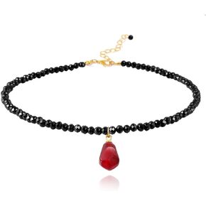 Pomegranate Pendant Necklace with Black Bead for Women Cute Fruit Novelty Jewelry