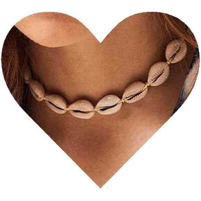 Bohemia Shell Choker Necklace Vintage Cowrie Shell Necklace Choker Summer Beach Seashell Necklace Chain Minimalist Corded Seashell Chain Necklace Jewelry for Women