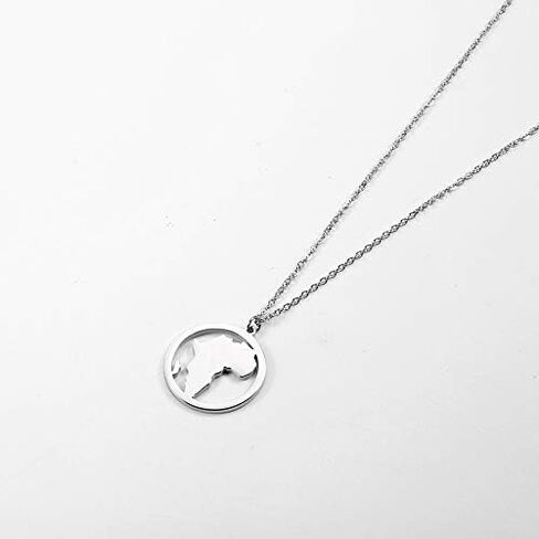Fashion Africa Map Necklace Cut Copper Hollow Round Pendant Jewelry in Saudi Arabia