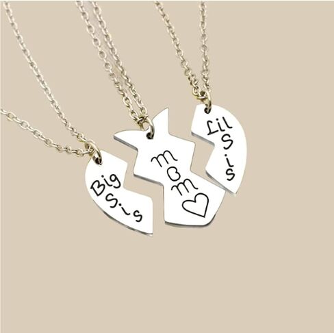 قلادات Big Sis Lil Sis Mom للأم والابنة هدية لعيد ميلاد الأخت من هدية عيد الميلاد الأخت للأم والأخت الصغيرة وقلادة الأخت الكبرى in Kuwait
