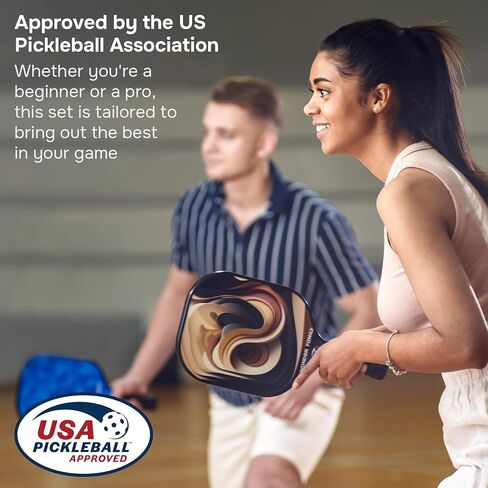 Pickleball Paddles Set of 2- Fiberglass USAPA Approved Pickleball Paddles - Pickleball Rackets with Backpack & 2 Cooling Towel & 4 Balls (2 Outdoor & 2 Indoor) in Saudi Arabia