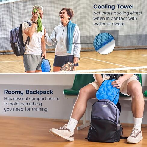 Pickleball Paddles Set of 2- Fiberglass USAPA Approved Pickleball Paddles - Pickleball Rackets with Backpack & 2 Cooling Towel & 4 Balls (2 Outdoor & 2 Indoor) in Saudi Arabia