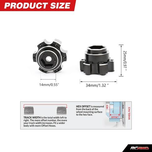 RCAWD for Pro-Line 1/10 6x30 to 14mm Aluminum Wheel Hex Adapters & for ARRMA Granite 3S & Senton 3S Upgrades Parts #PRO634600 in Saudi Arabia