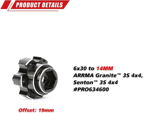 RCAWD for Pro-Line 1/10 6x30 to 14mm Aluminum Wheel Hex Adapters & for ARRMA Granite 3S & Senton 3S Upgrades Parts #PRO634600 in Saudi Arabia