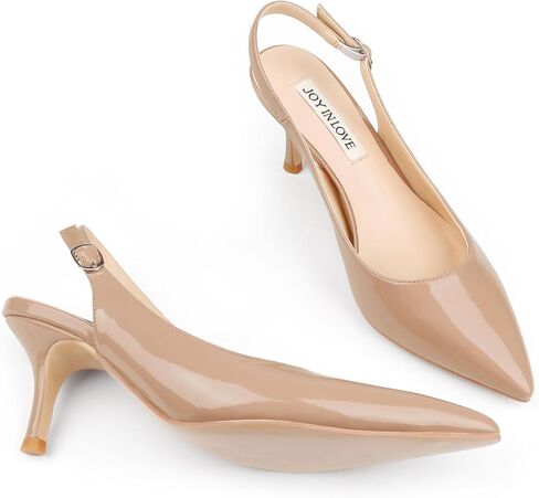 JOY IN LOVE Slingback Kitten Heels for Women Closed Pointed Toe Pumps Dress Shoes in Saudi Arabia
