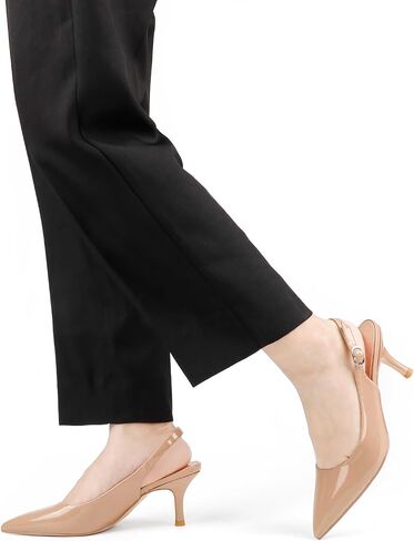 JOY IN LOVE Slingback Kitten Heels for Women Closed Pointed Toe Pumps Dress Shoes in Saudi Arabia
