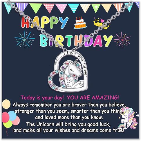 Tarsus Lucky Unicorn قلادة للفتيات، عيد الميلاد عيد الحب حفلة عيد ميلاد هدية العودة إلى المدرسة هدايا لابنة حفيدة ابنة أخت الفتيات في سن المراهقة in Kuwait