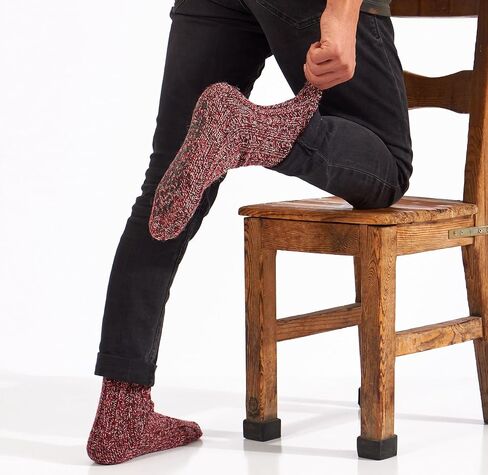 GoWith 1 Pair Unisex Merino Wool Slipper Socks, Thick Warm No Slip Cozy Grip Non-Skid Hospital Winter Socks for Men & Women in Kuwait