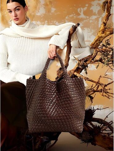 JINMANXUE Fashion Woven Bag Shopper Bag Travel Handbags and Purses Women Tote Bag Large Capacity Shoulder Bags in Kuwait