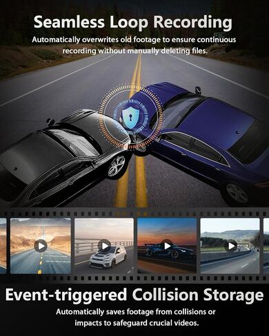 Mirror Dash Cam, 12'' Rear View Mirror Camera, 4K Front and Rear Inside 3 Channel Rearview Mirror with 64GB Card, Reverse Assistance, Smart Full Touch Screen, Wi-Fi and GPS in Saudi Arabia