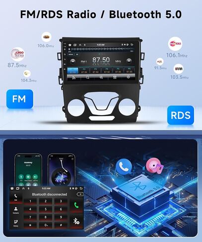 【8Core 4+64G】for Ford Fusion Mondeo 2013-2019 Android Car Stereo with Wireless Carplay Android Auto, 9" HD 1280*720P IPS Touchscreen Car Radio with GPS WiFi DSP Audio Bluetooth 5.0 SWC Backup Camera in Saudi Arabia