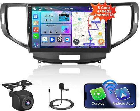 8 Core 4+64GB Android Radio Dash Kit لهوندا أكورد 2008-2012/Honda Spirior 2009-2013/Acura TSX 2008-2012، شاشة لمس 9 بوصات ستيريو للسيارة مع Carplay Android Auto GPS WiFi/32EQ/Bluetooth in Saudi Arabia