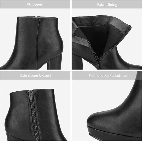 DREAM PAIRS Women's Stomp High Heel Ankle Boots | platform ankle boots classic round toe design non-slip outsole inside zipper for Easy On and Off in Saudi Arabia