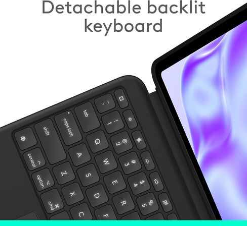 Logitech Combo Touch iPad Pro 12.9-inch (5th, 6th gen - 2021, 2022) Keyboard Case - Detachable Backlit Keyboard with Kickstand, Click-Anywhere Trackpad, Smart Connector - Oxford Gray; USA Layout in Saudi Arabia
