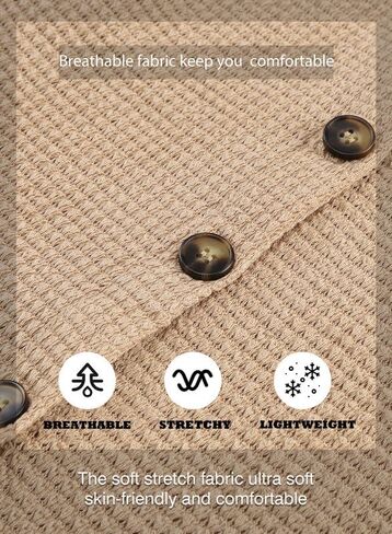 SHEWIN Womens Waffle Knit Button Down Shirts Casual Long Sleeve Shacket Jacket Boyfriend Tops Blouses Loose Fit in Kuwait