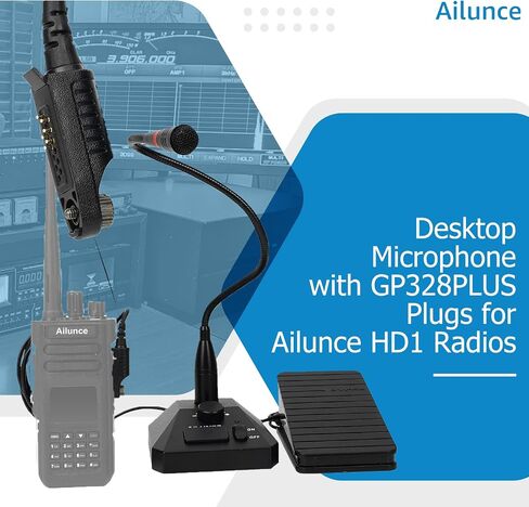 SM01 Desktop Microphone Bundle Radio Foot Switch PTT Compatible HD1 Walkie Talkie,GP328Plus Pin Plug,Non-Slip Base,Volume Adjustable,Gooseneck Design(1 Pack) in Saudi Arabia